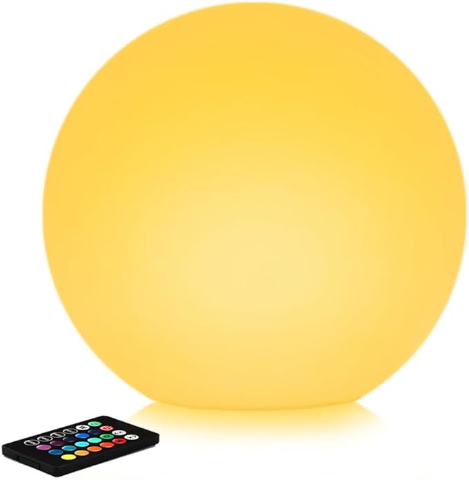12 Inch Solar Glowing Ball Light Outdoor, Solar Garden Globe Light w/Remote, RGB Color Changing W... | Amazon (US)