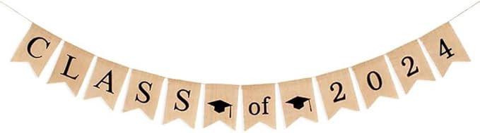 Burlap Class of 2024 Graduation Banner, No DIY Required Rustic Vintage Graduation Decorations Sig... | Amazon (US)
