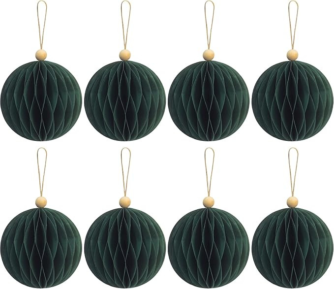 KI Store 8pcs Green Paper Christmas Baubles with Magnetic Closing 8cm Paper Christmas Tree Decora... | Amazon (UK)