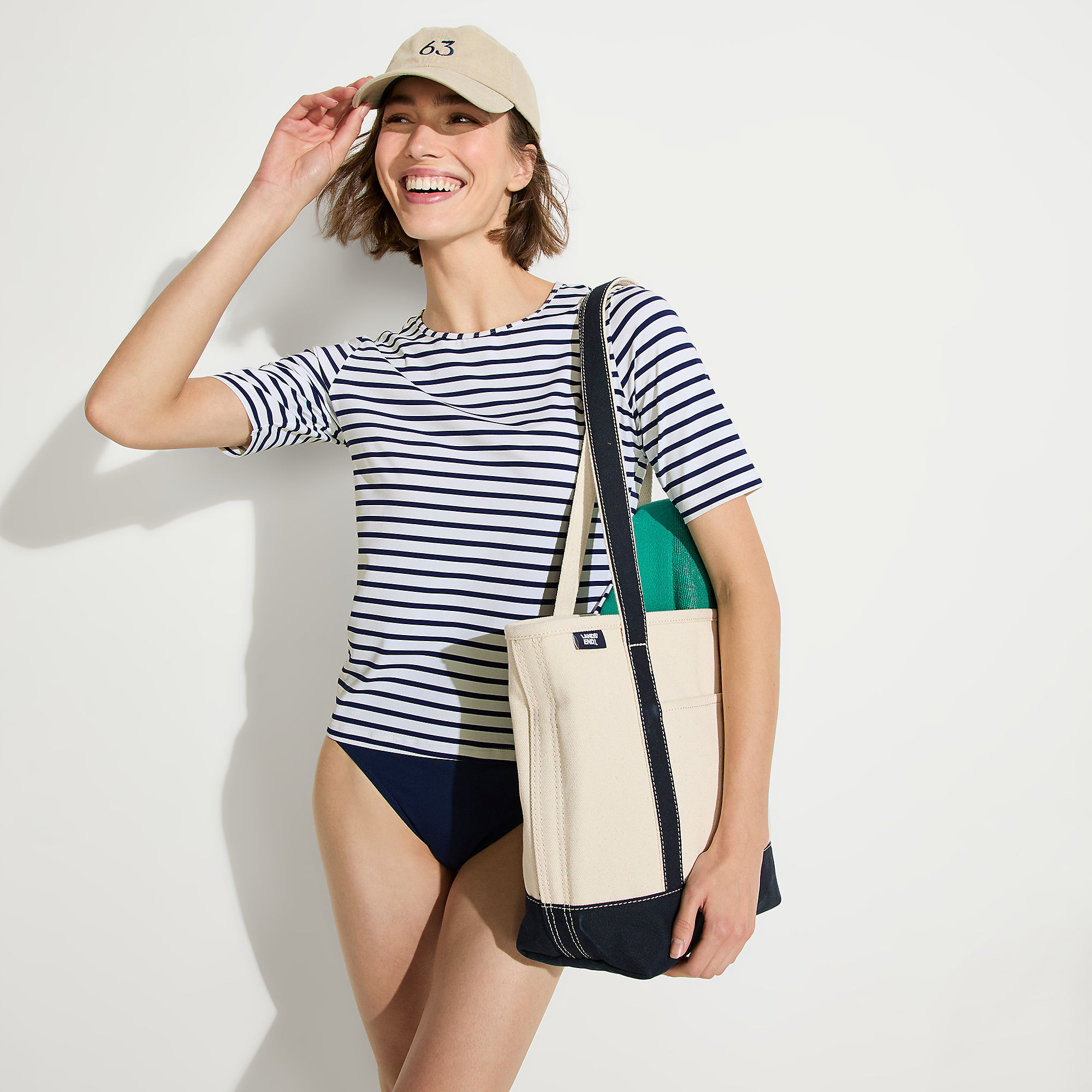 Women's Crew Neck Rash Guard UPF 50 Swim Tee | Lands' End (US)