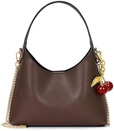 Small Hobo Bags for Women Cherry Shoulder Bag Purse Faux Leather Tote Handbag Trendy Chain Crossb... | Amazon (US)