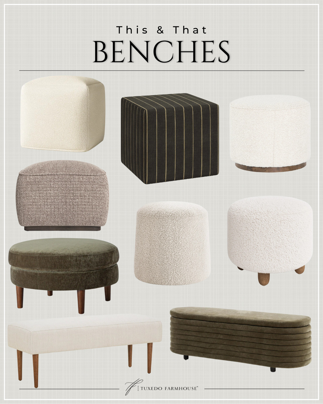This & That Benches

Gorgeous foot stools, ottomans, and benches from All Modern! 

 #LTKSeasonal #LTKHome #LTKFindsUnder100