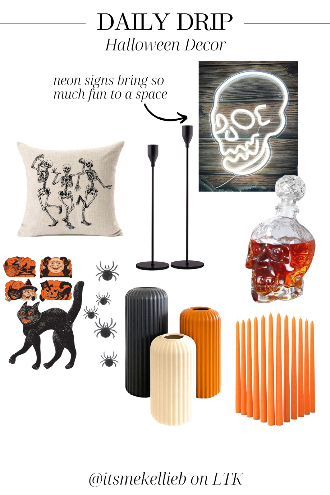 Cool girl Halloween decor | vintage Halloween decor | neon signs | pillow | home decor 

#LTKhome #LTKSeasonal #LTKHalloween