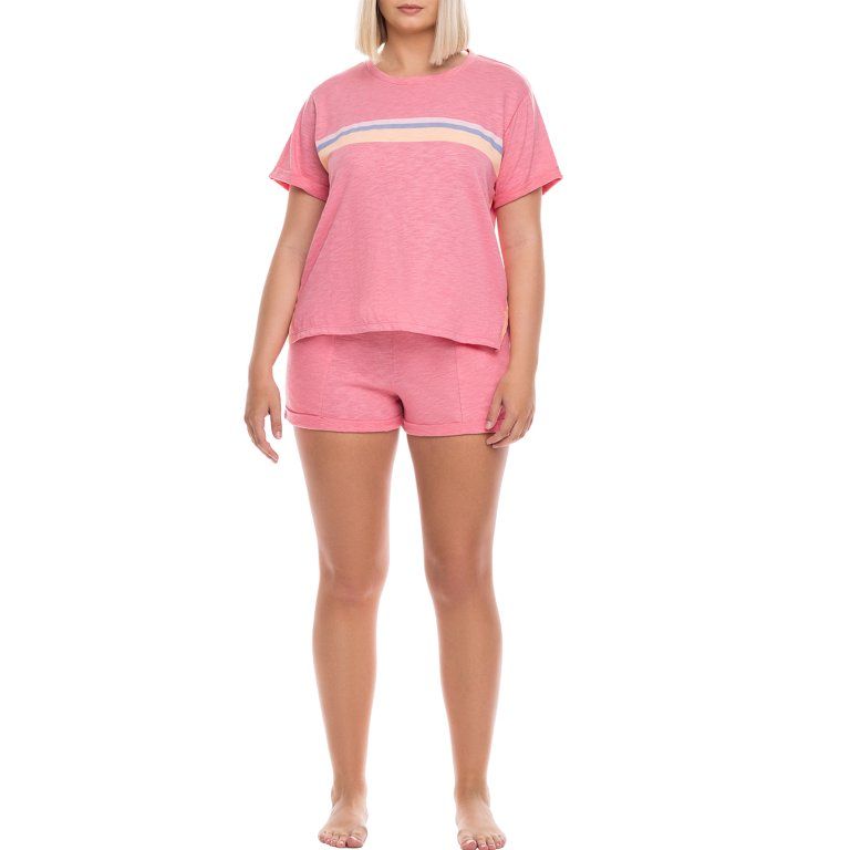 kindly Yours Colorblock Day & Night Short Sleeve Tee and Short Set (Women’s) - Walmart.com | Walmart (US)