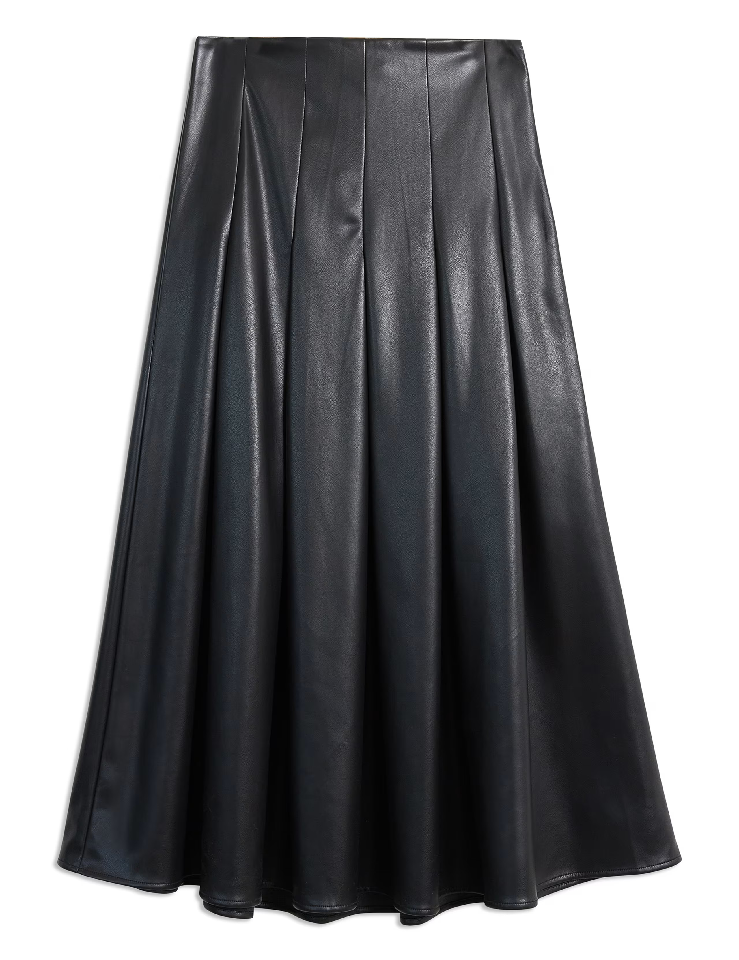 Leather Look Pleated Midi A-Line Skirt | Marks & Spencer (UK)