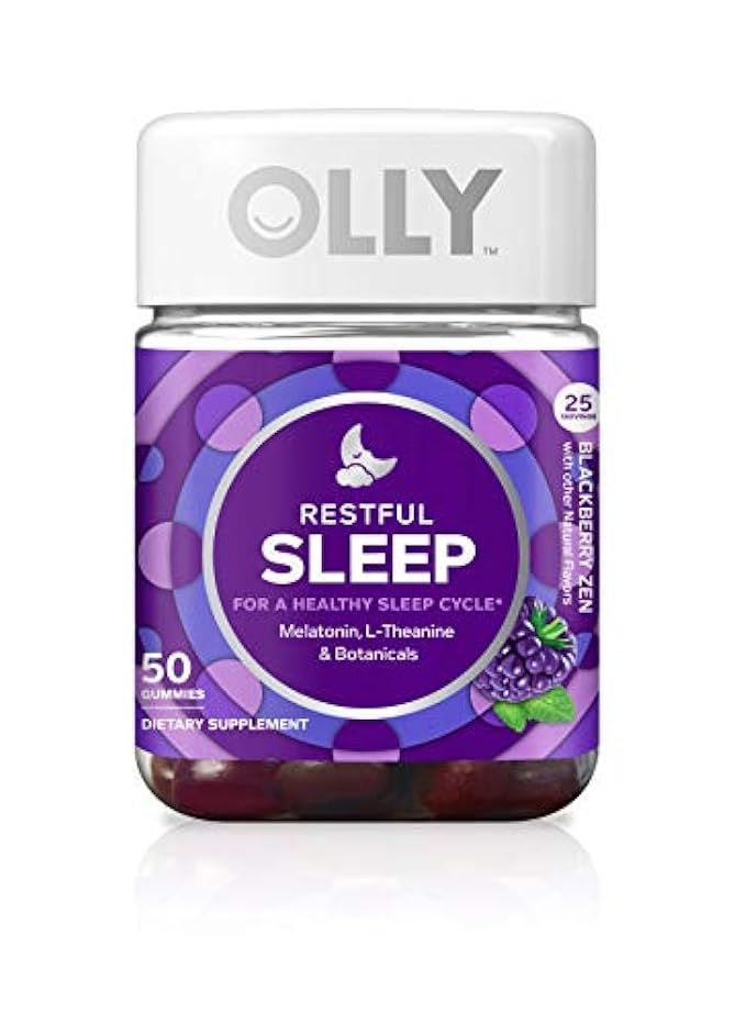 OLLY Restful Sleep Gummy Supplement with Melatonin & L-Theanine Chamomile, Blackberry Zen, 50 Gummie | Amazon (US)