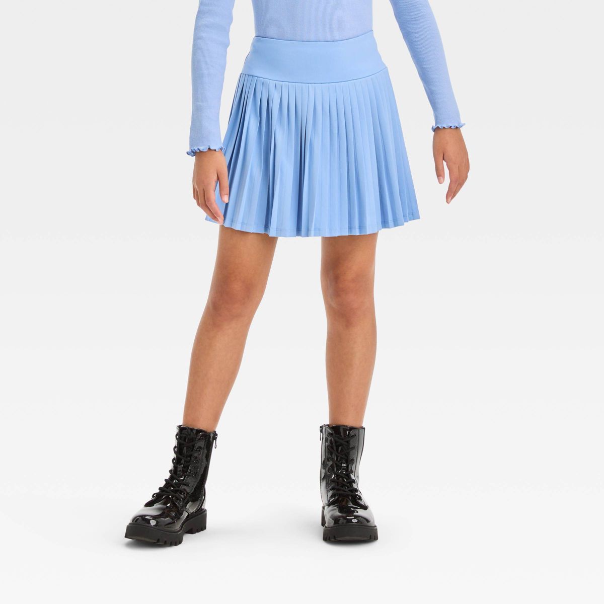 Girls' Knit Pleated Tennis Skirt - art class™ Blue M | Target
