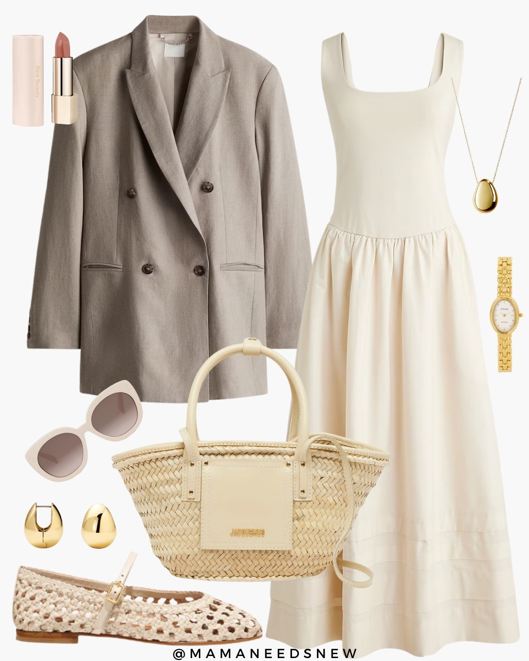 A spring outfit with a blazer, dress, Mary Jane flats, raffia bag 🤍

#LTKSaleAlert #LTKStyleTip #LTKSpringSale