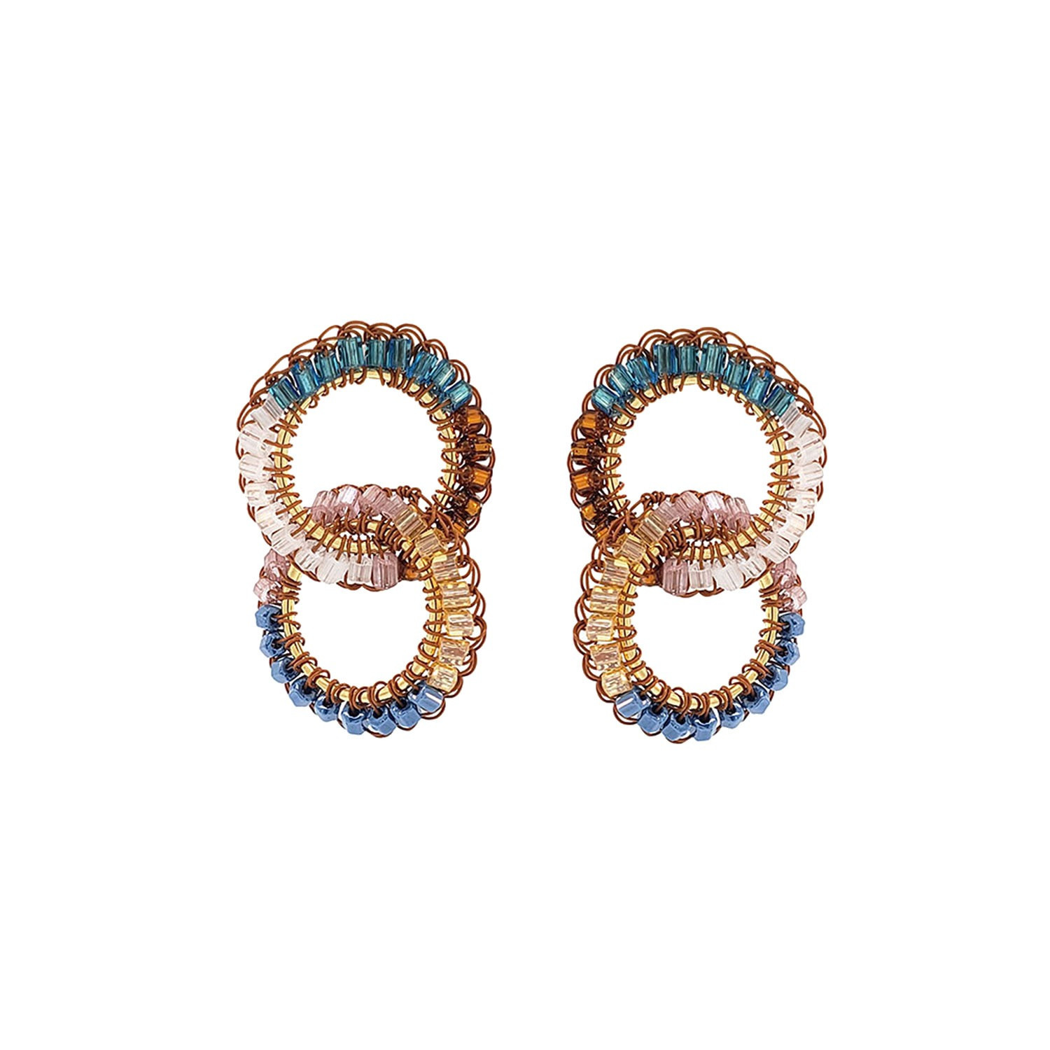 Caramel Hand-Made Crochet Interlocked Links Earrings | Wolf & Badger (US)