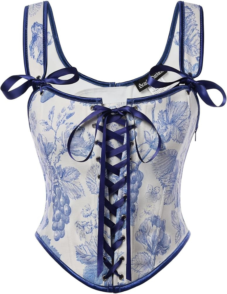 Scarlet Darkness Corset Tops for Women Renaissance Corset Floral Lace-Up Vintage Overbust Bustier... | Amazon (US)