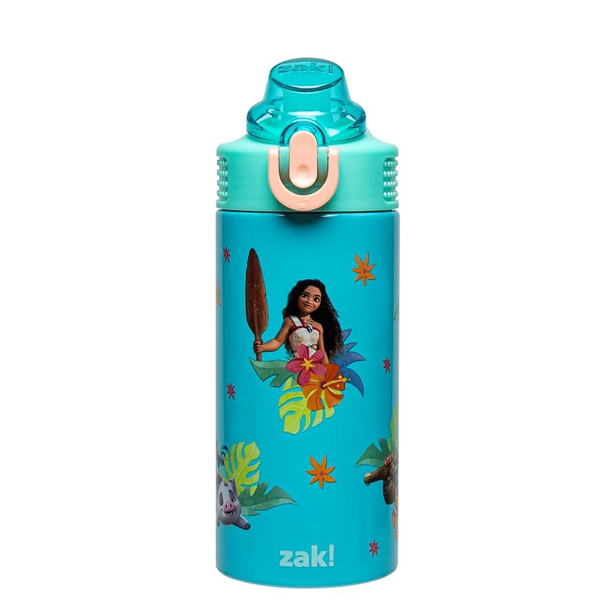 Zak Designs Disney Moana Sage Kids Water Bottle For School or Travel, 14oz Stainless Steel Water ... | Amazon (US)