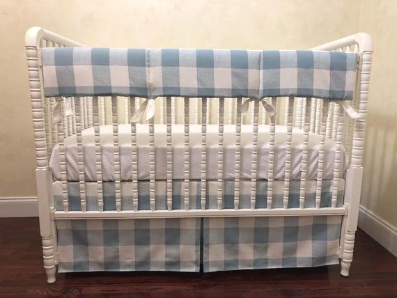 Blue Buffalo Plaid Crib Bedding Set  Boy Baby Bedding Light | Etsy | Etsy (US)