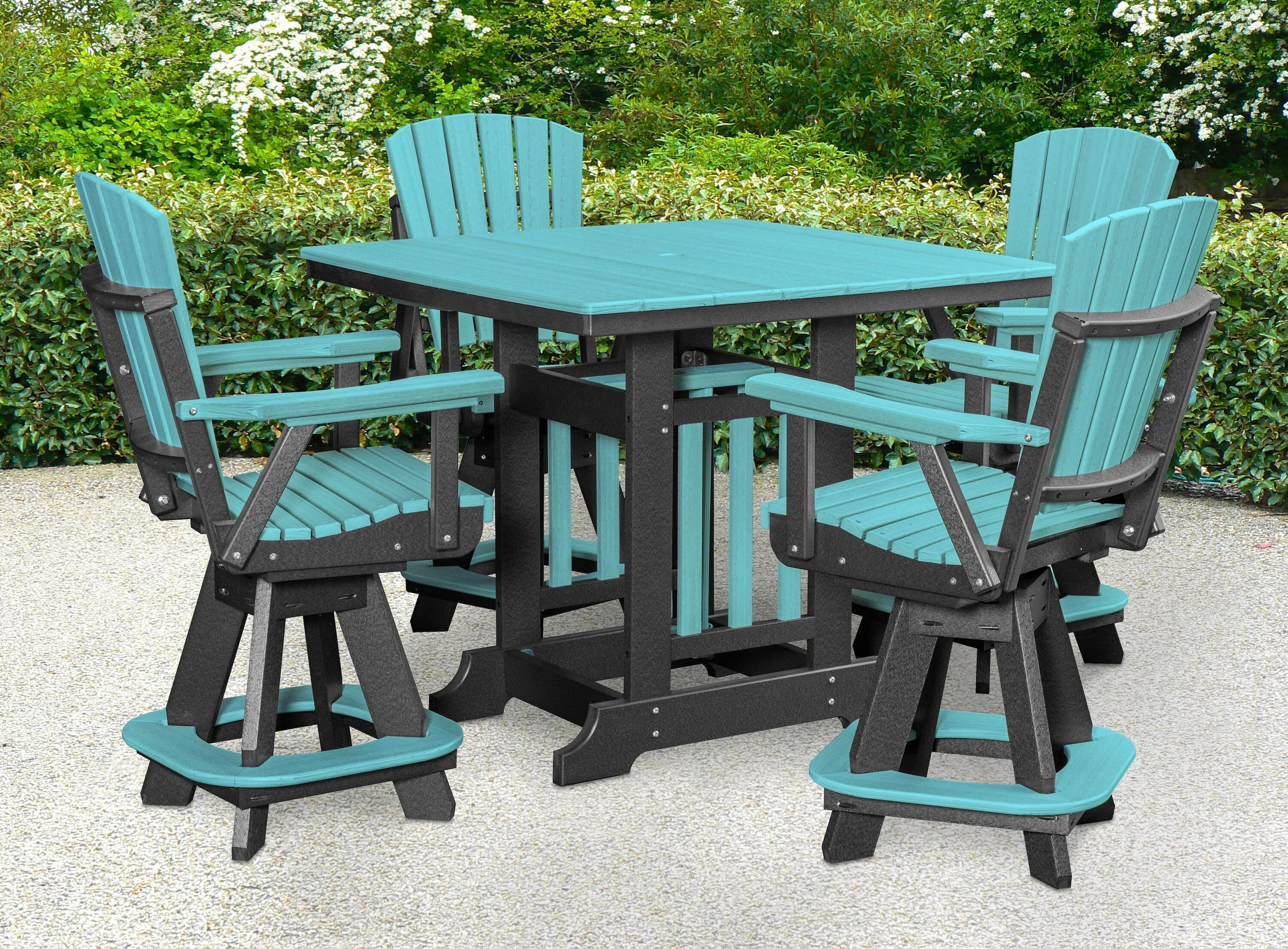 American Furniture Classics Adirondack 5 -Piece Black Counter height HDPE Square Table with 4 Swivel Chairs one_size | CJ130ARB-K | Lowe's