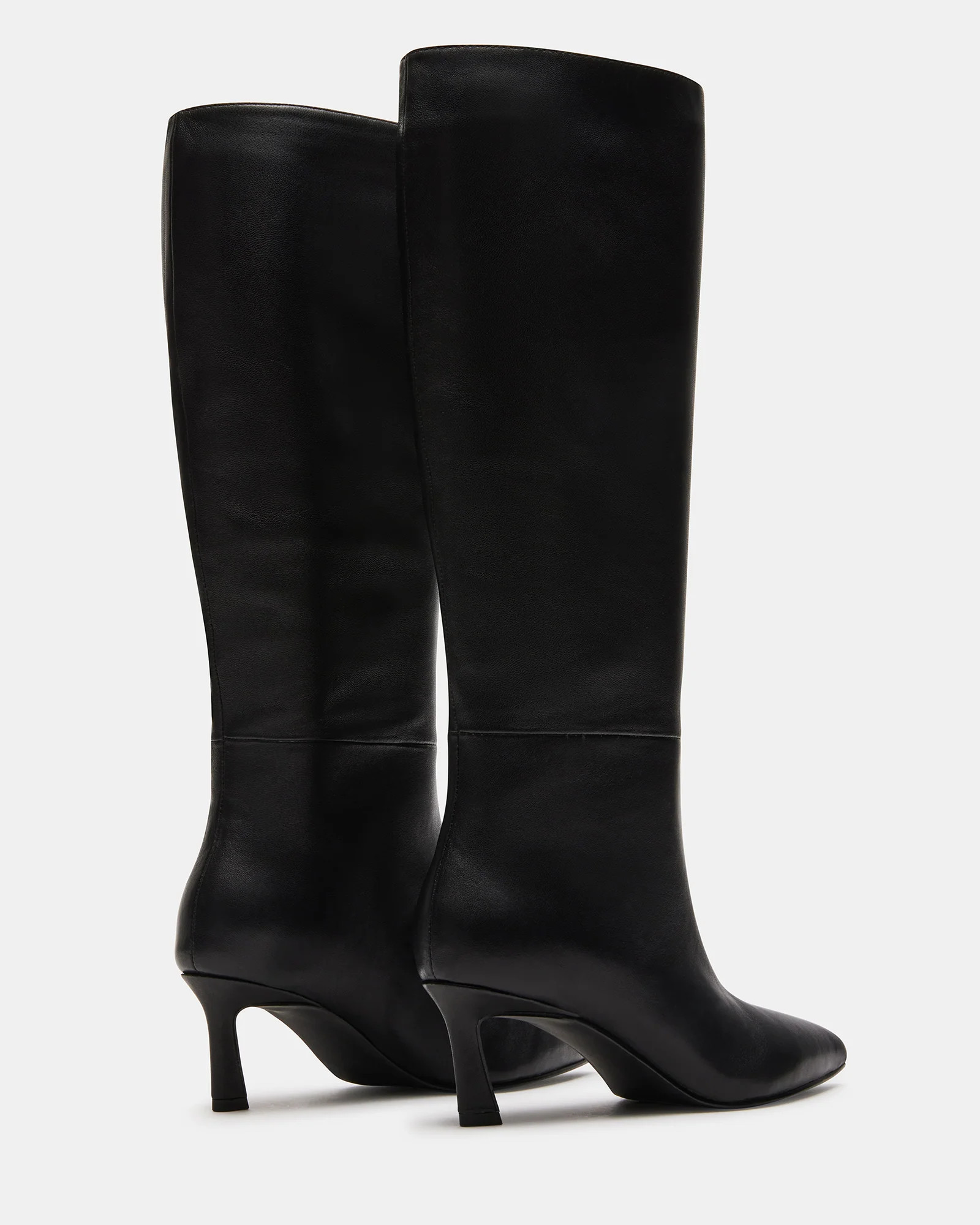 LAVAN Black Leather Kitten Heel Knee High Boots | Women's Designer Boots | Steve Madden (Canada)