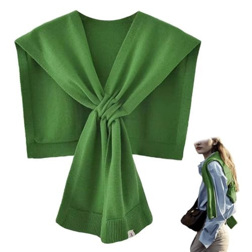 Women's Knitted Knotted Shawl Sweater Shoulder Wrap Shawl Faux Sweater Cape for Travel & Casual Wear Green | Amazon (US)