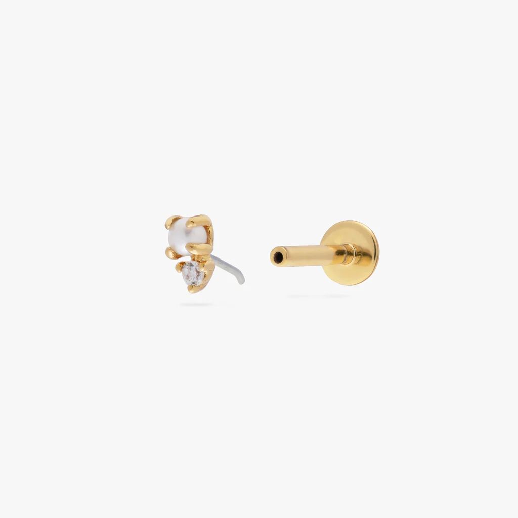 Stacked CZ Pearl Flatback Stud | Studs