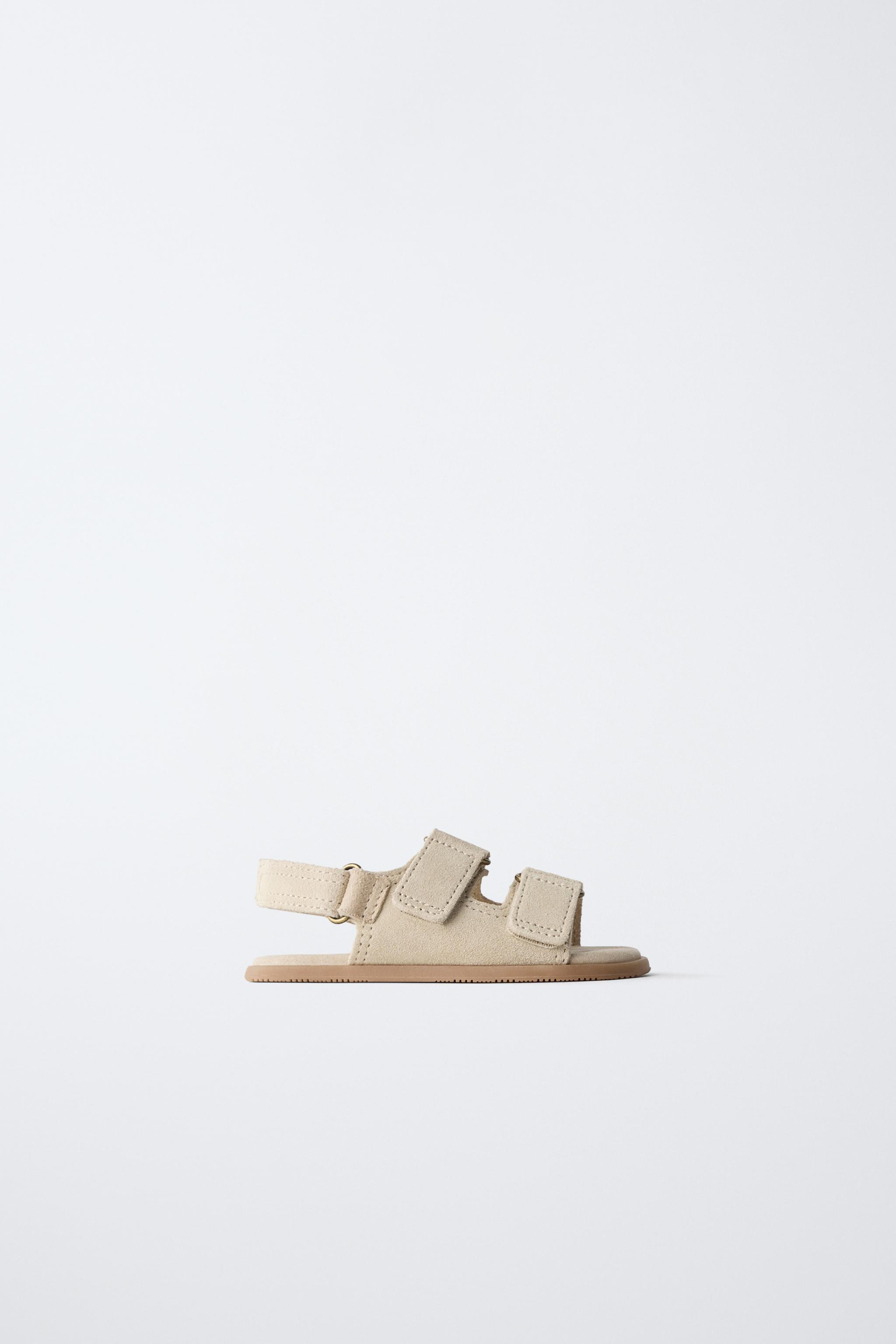 BAREFOOT LEATHER DOUBLE STRAP SANDALS | Zara UK