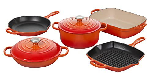 7 Piece Signature Set - Flame (4.5 qt. RDO, 2.25 qt. Braiser, 10.25" Skillet, 10.25" Square Skillet Grill & 5.25 qt. Rect. Roaster) | Amazon (US)