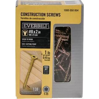 Everbilt #8 x 2 in. Star Flat-Head Wood Screws (1 lbs./138-pieces) 116002 - The Home Depot | The Home Depot