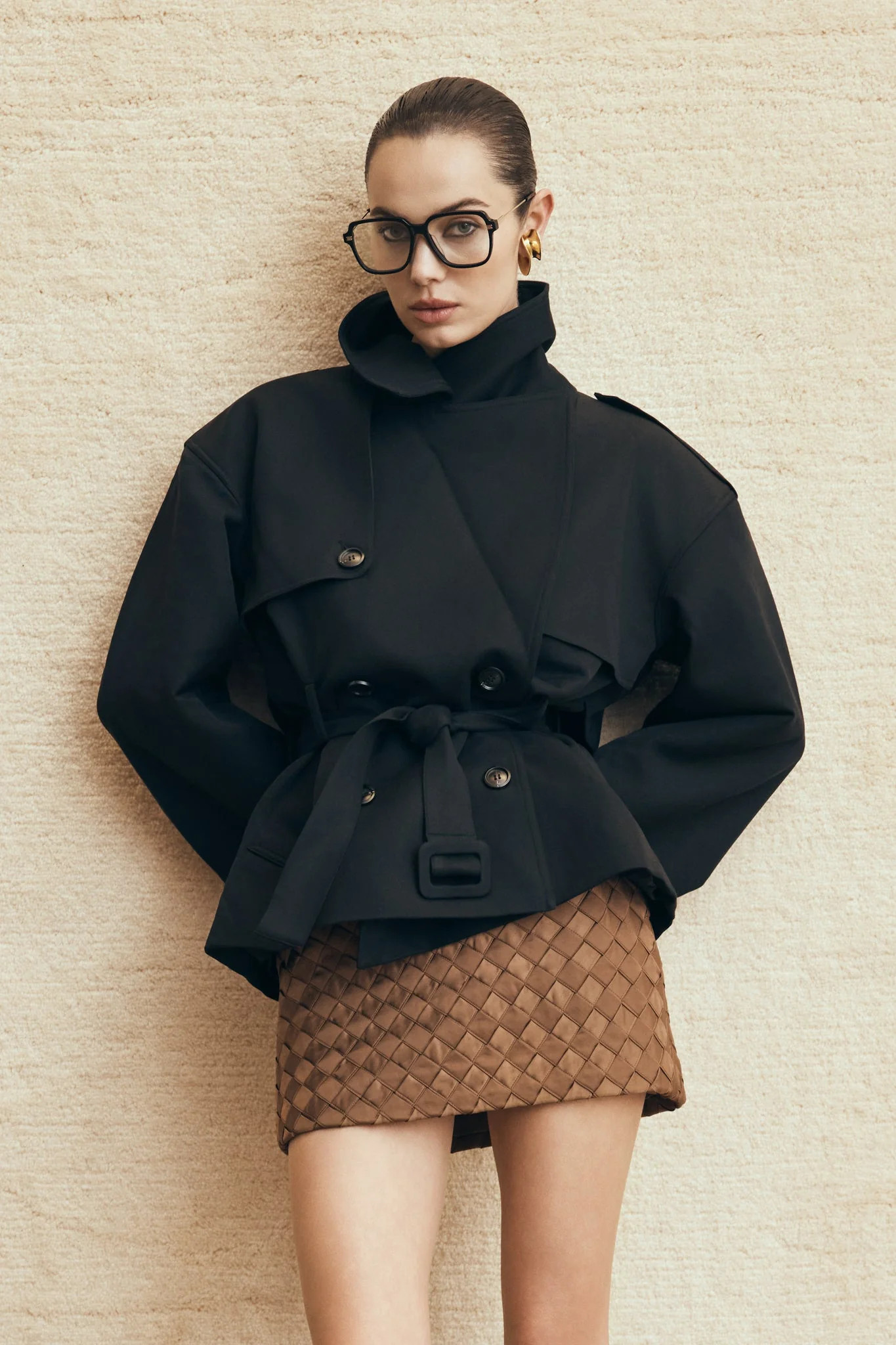 Cordia Satin Mini Skirt - Chocolate | MESHKI US