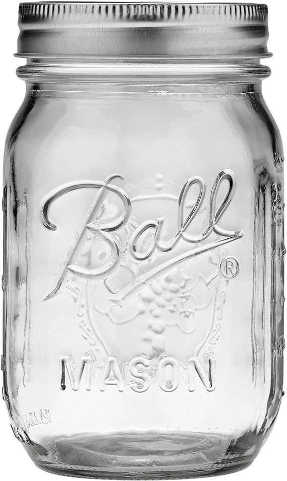 Single Jarden Ball Regular Mouth 16-Ounces Mason Jar with Lid and Band (1-jar) | Amazon (US)