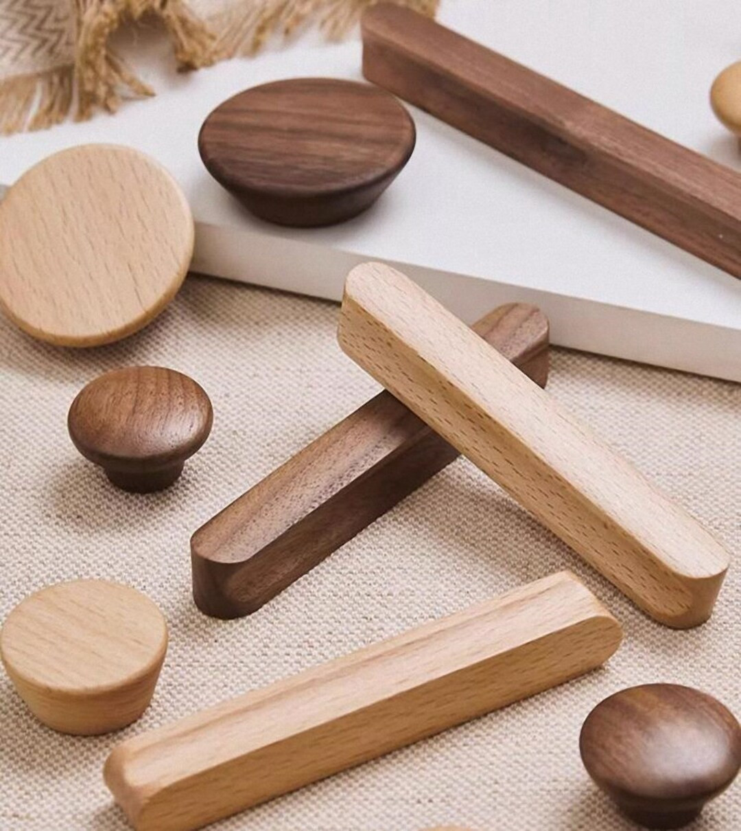 Beech Walnut Wood Cabinet Pulls Knob Kitchen Knob Handles Dresser Knobs Pulls Drawer Pull Handles... | Etsy (US)