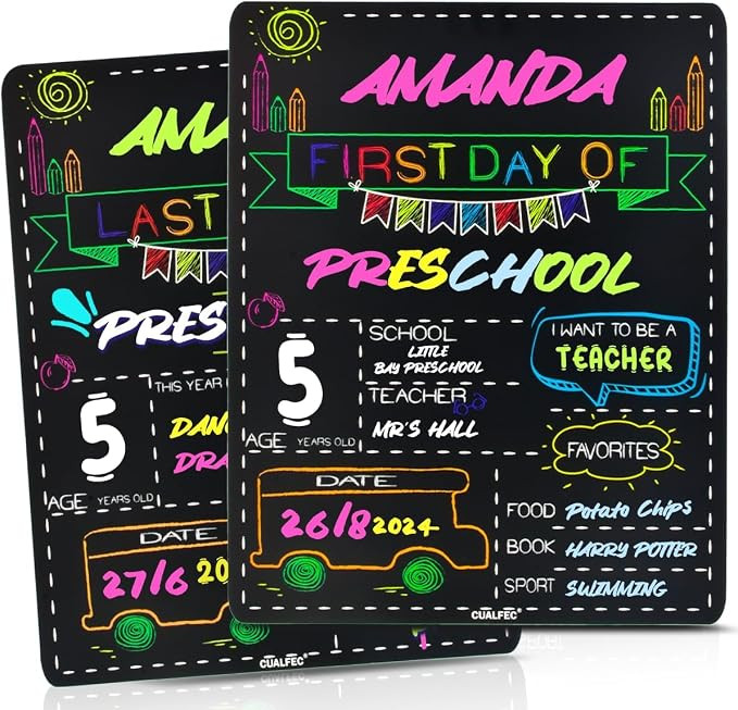 Personalized First Day and Last Day of School Sign 13" x 16" Large Chalkboard Style Photo Prop Ba... | Amazon (US)