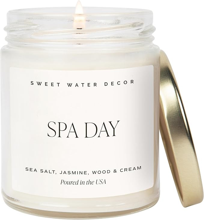 Sweet Water Decor Spa Day Soy Candle - Sea Salt, Jasmine, Wood and Cream Scented Spring Candles f... | Amazon (US)
