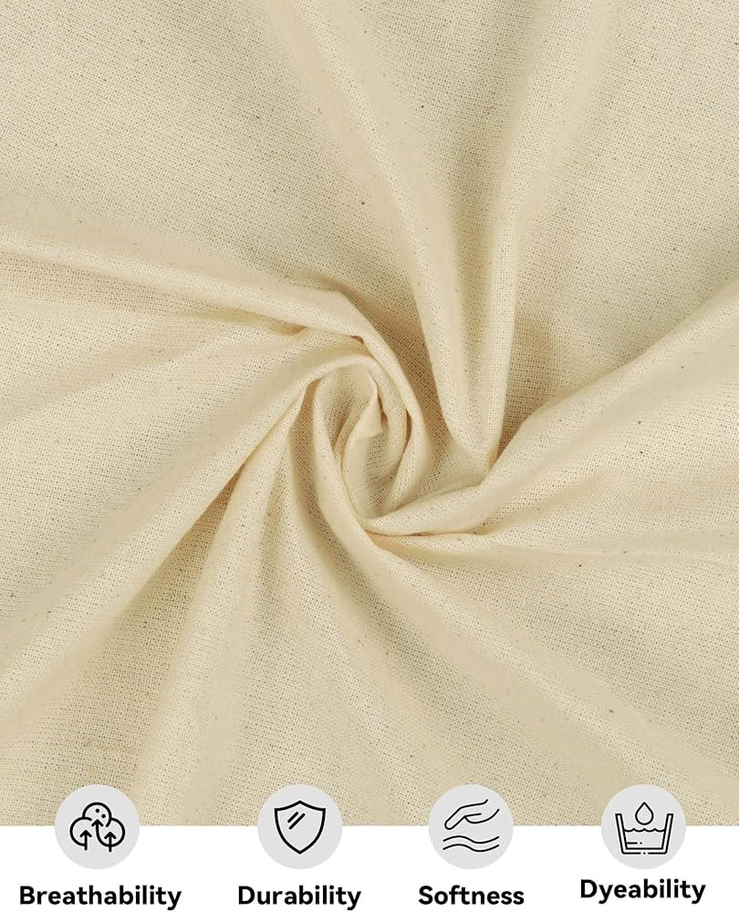 HOTGODEN Medium Weight 100% Cotton Muslin Fabric: 63 inch x 2,5,10 Yards Unbleached Muslin Linen ... | Amazon (US)