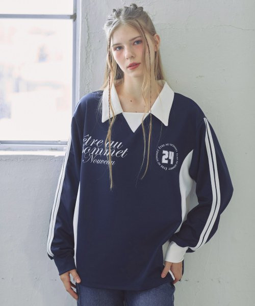 Athlit Logo Long Sleeve (Navy) | Musinsa Global