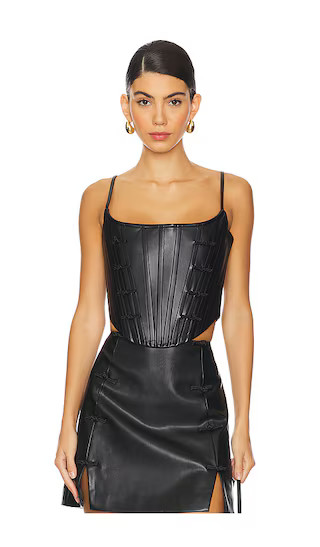Nadia Faux Leather Corset in Black | Revolve Clothing (Global)