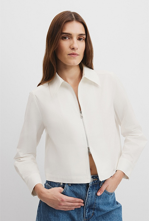 Zip-Through Crop Shirt | Country Road