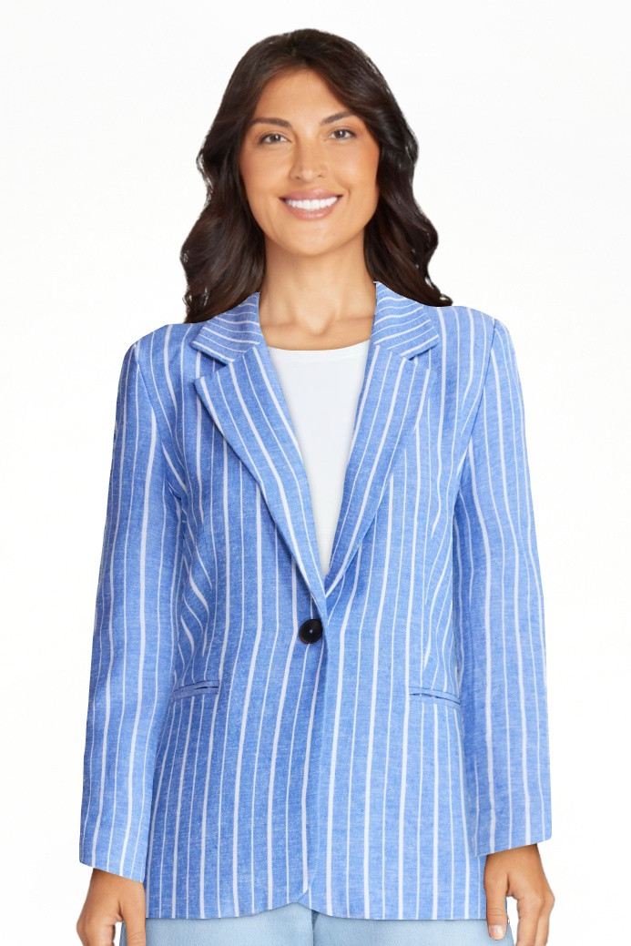 Free Assembly Women's and Women's Plus Linen-Blend Single Breasted Blazer, Sizes XS-4X | Walmart (US)