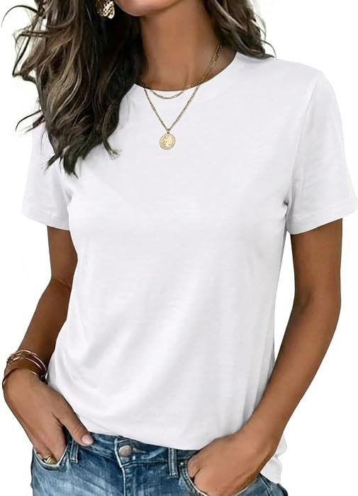 Zeagoo Womens Tshirt Short Sleeve Summer Tops Crewneck Casual Basic Tee Shirts Spring Clothes Tre... | Amazon (US)