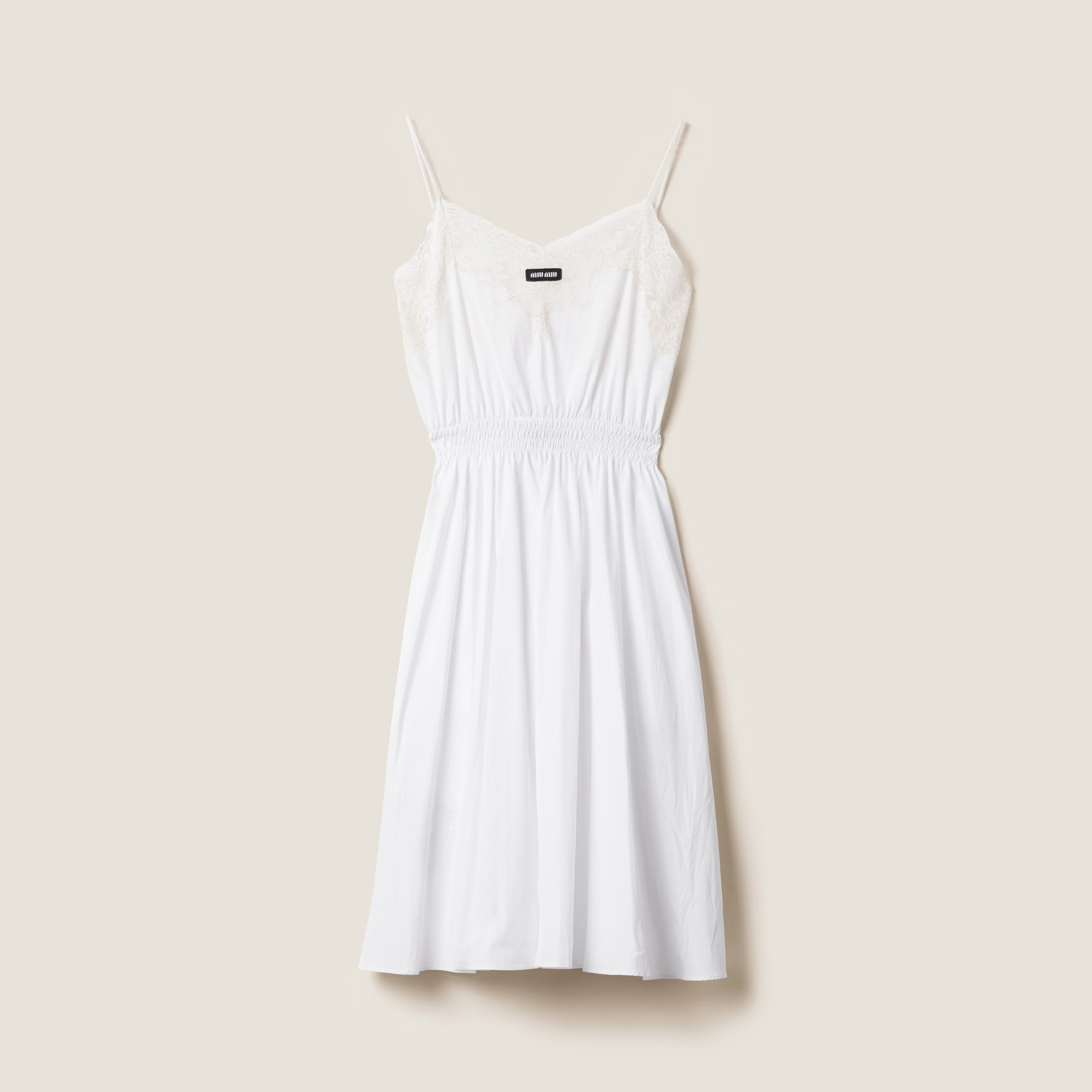 White Poplin And Lace Dress | Miu Miu | Miu Miu INT