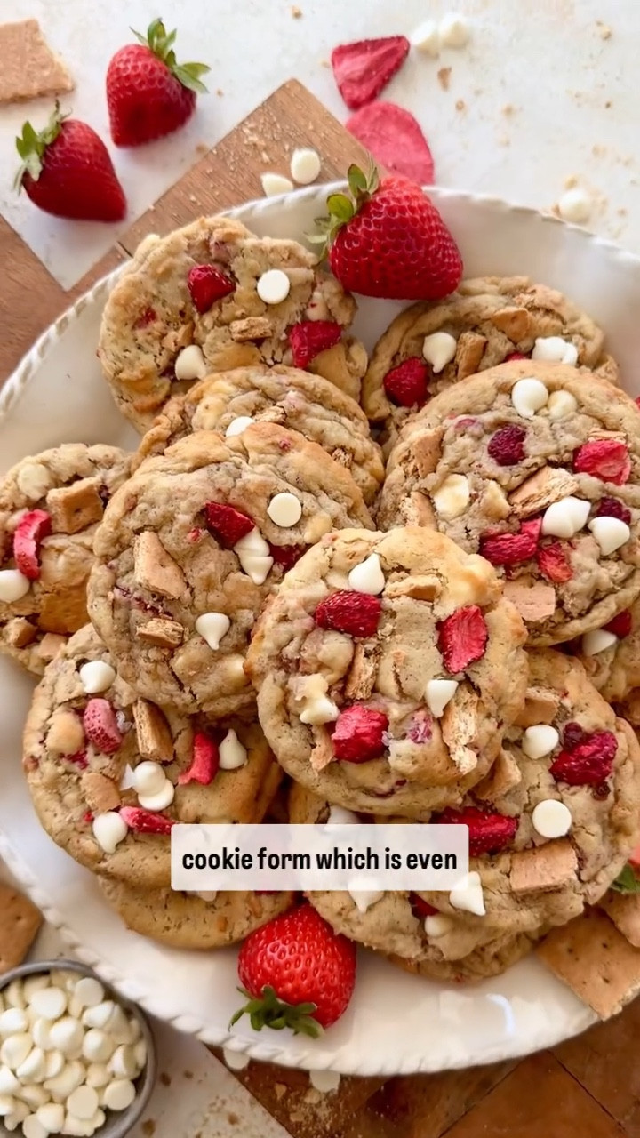 These Strawberry Cheesecake Cookies are soft, chewy, and packed with flavor—thanks to a rich cream cheese dough, crunchy graham cracker pieces, sweet white chocolate chips, and bursts of real strawberry from freeze-dried fruit. They taste just like a slice of strawberry cheesecake in cookie form and are perfect for spring, summer, or anytime you’re craving something sweet and a little nostalgic. Full recipe here: https://www.twopeasandtheirpod.com/strawberry-cheesecake-cookies/

#LTKSeasonal #LTKHome #LTKFindsUnder50