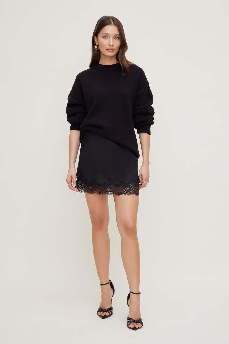 Lace Satin Mini Skirt | Dynamite Clothing