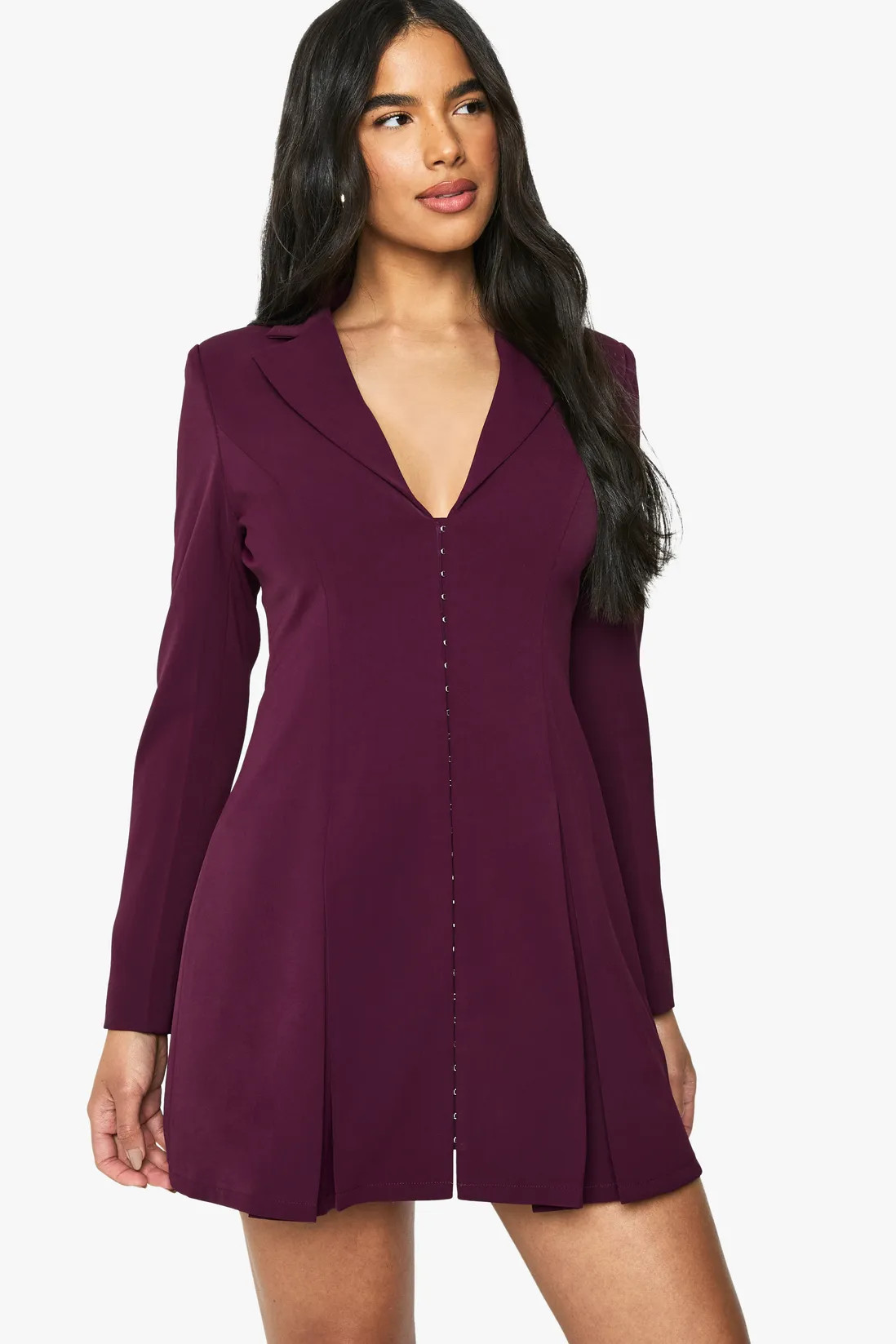Tailored Hook & Eye Detail Cinched Waist Blazer Dress | Boohoo.com (UK & IE)