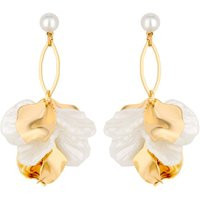 Womens Gold White Pearl And Polished Flower Charm Drop Earrings - Metallics - One Size | NastyGal UK