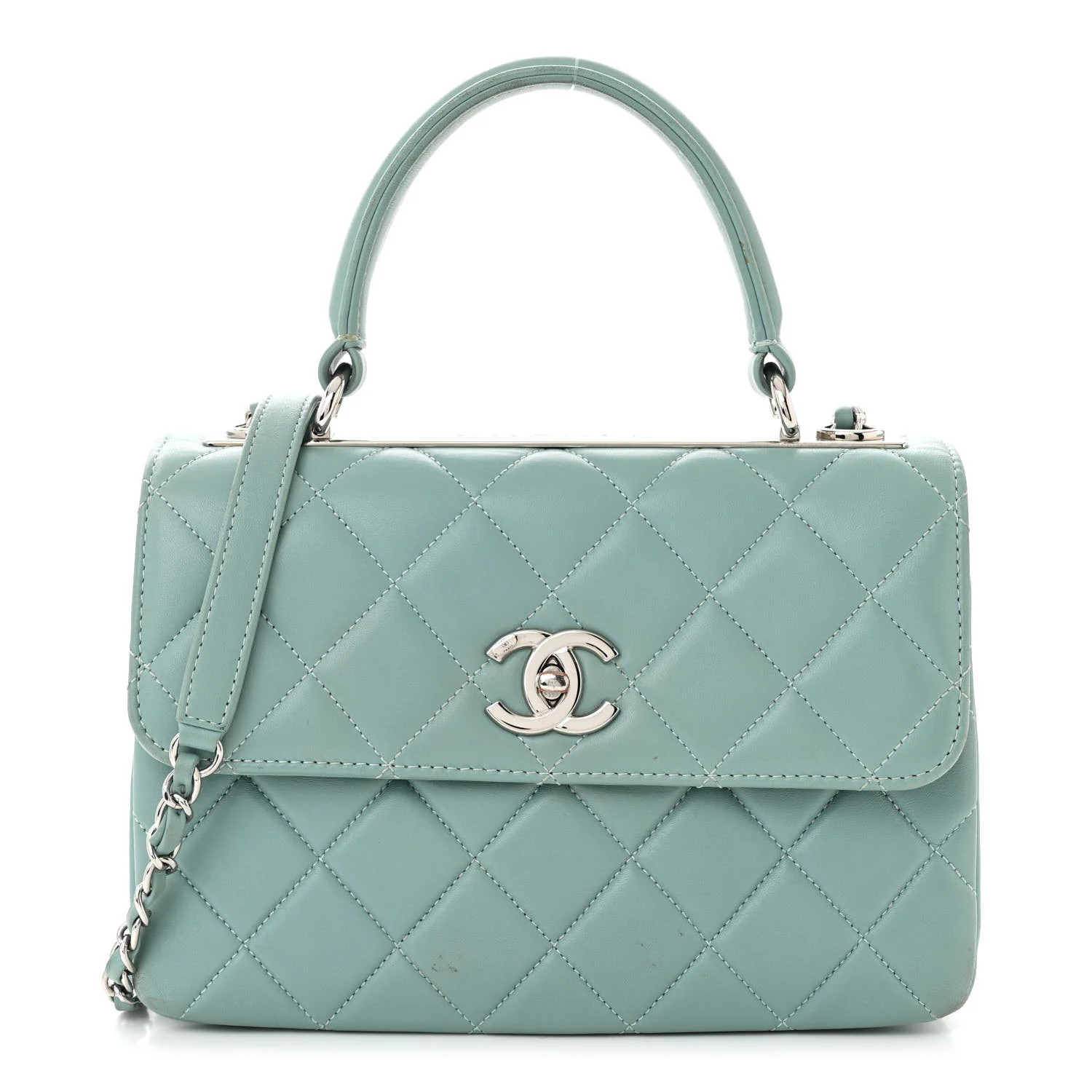 Chanel Lambskin Quilted Small Trendy CC Flap Dual Handle Bag Light Blue 1554297 | FASHIONPHILE (US)