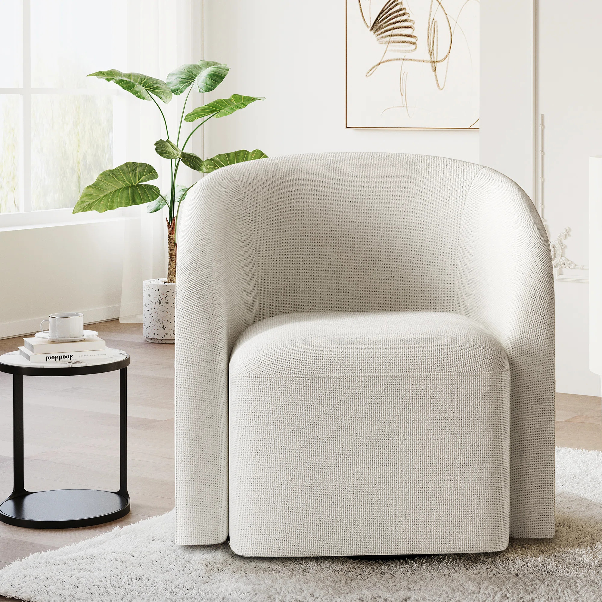 29" Wide Upholstered Swivel Barrel Chair - 360° Rotation, No Assembly Required | Wayfair North America