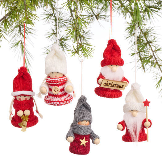 Wood and Fabric Christmas Figure Ornaments 5 Pack by World Market | World Market