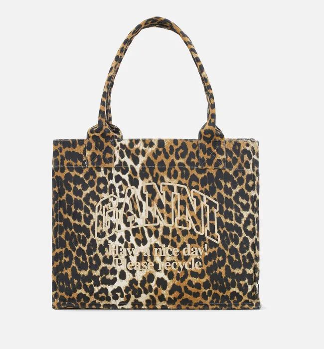 Ganni Easy Leopard-Print Cotton-Canvas Large Shopper Bag | Coggles (Global)