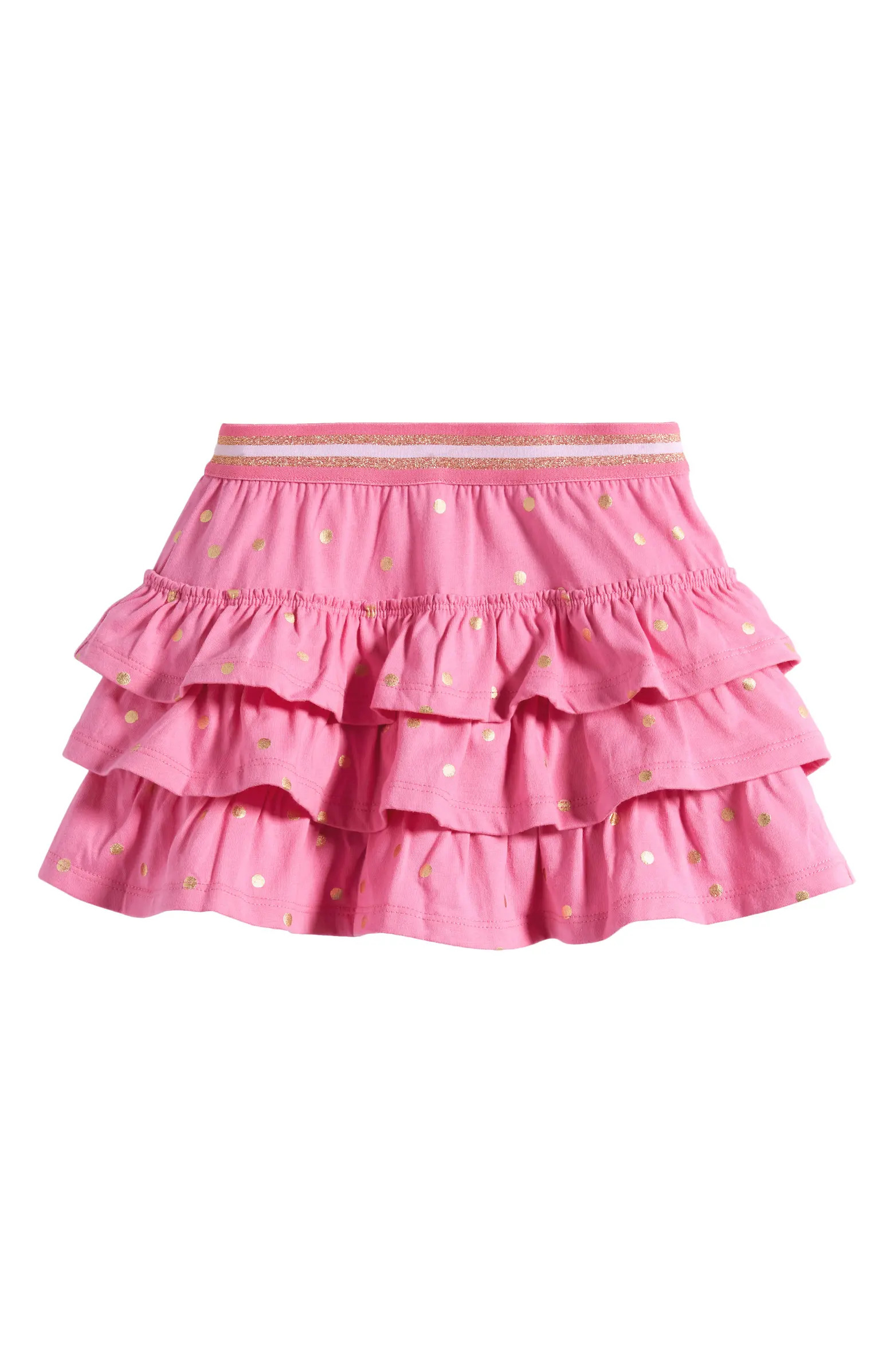 Kids' Metallic Polka Dot Tiered Skort | Nordstrom