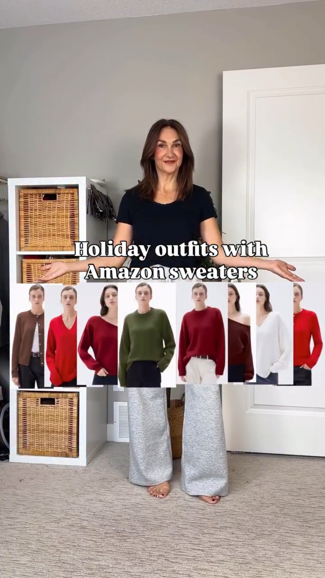 Christmas party outfits in some of my fave Amazon sweaters I have in multiple colors! I’m 5’ 7” size 4ish wearing my usual size small in all of them. Bottoms fit tts as well. #LTKootd 

#LTKHoliday