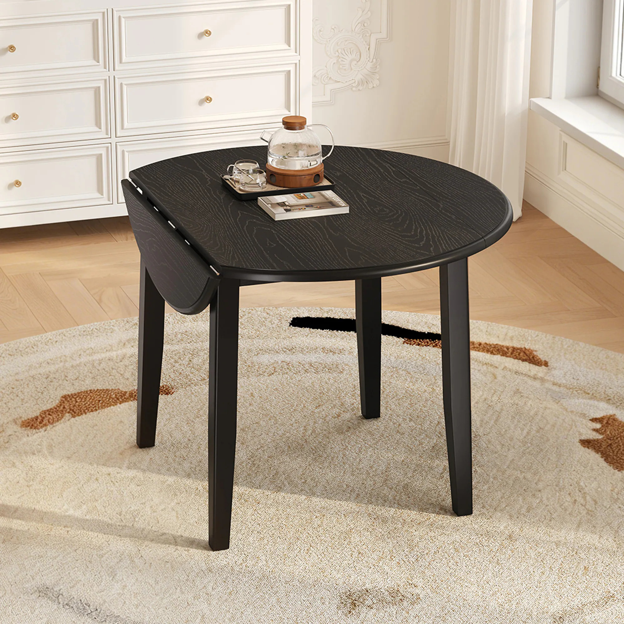 LUXEYARD Extendable Round Dining Table for 24 People Folding Wood Dining Table with Adjustable Size SpaceSaving Design for Small Apartments and | Lowe's