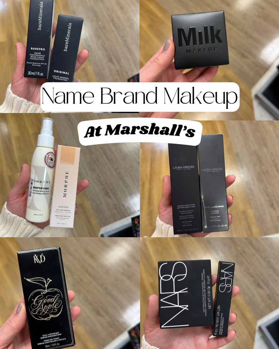 Name Brand Makeup at Marshall’s

Anastasia Beverly Hills
-Lip Gloss Duo $12.99 vs $20 each
-Liquid Lipstick Trio $19.99 vs $20 each

Bare Minerals
-Original Mineral Foundation $12.99 vs $44
-Bare Pro Foundation $12.99 vs $44

Laura Mercier
-Pure Canvas Primer $15 vs $46
-Translucent Pure Setting Spray $10 vs $28

Milk Makeup
-Pore Eclipse Matte Translucent Setting Powder $10 vs $32

Kat Von D
-Full Coverage Serum Foundation $12.99 vs $42

Morphe
-Filter Effect Foundation $7 vs $20
-Mattifying Setting Spray $10 vs $18

NARS
-Powermatte Lipstick $9 vs $34
-Pressed Setting Powder $15 vs $40