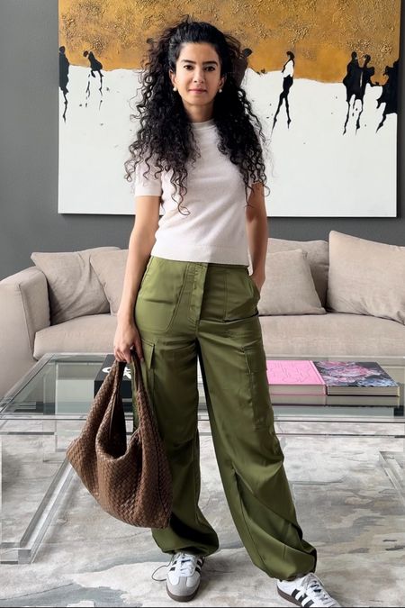 The perfect cargo pants for this spring and summer. This is more of a day time look with my favorite adidas sambas original and a comfortable Bottega handbag 

#LTKU #LTKSpringSale #LTKGala