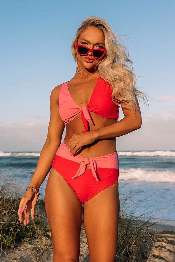 Ocean Dip High Waist Color Block Bikini Bottom | Impressions Online Boutique