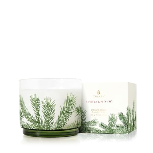 Thymes Frasier Fir Candle - Heritage Pine Needle Luminary Scented Candles - Elegant Pine Candle - Crisp Siberian Fir, Cedarwood & Sandalwood - Holiday Candles - Christmas Decor (Small, 7.5 oz) | Amazon (US)